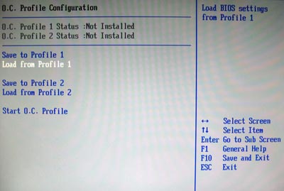 Раздел BIOS «O.C. Profile Configuration»